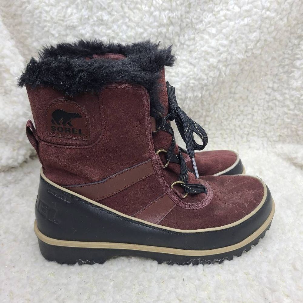 Sorel Tivoli ll Waterproof Suede Fleece Lined  Burgundy Suede Short Lace-up Ankl